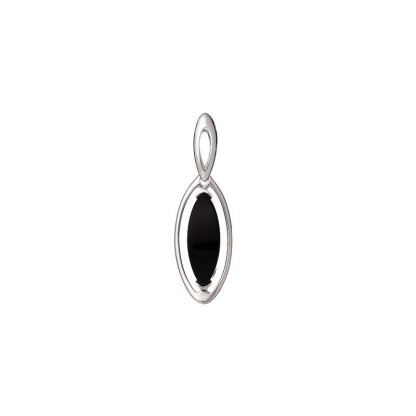 Pandantiv cu naveta de agat negru vopsit natural, argint 925, inaltime 4 cm