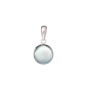 Ronde hanger met ronde getinte aqua-agaat, 925 zilver, hoogte 1,2+1,1 cm