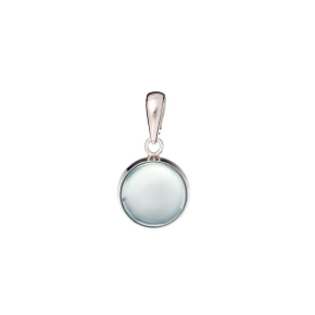 Round pendant with round aqua tinted agate, 925 silver, height 1.2+1.1 cm