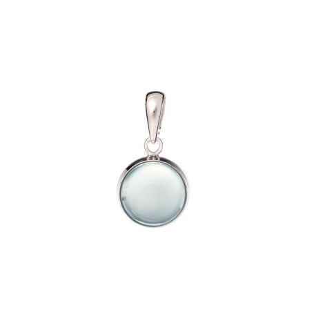Ronde hanger met ronde getinte aqua-agaat, 925 zilver, hoogte 1,2+1,1 cm
