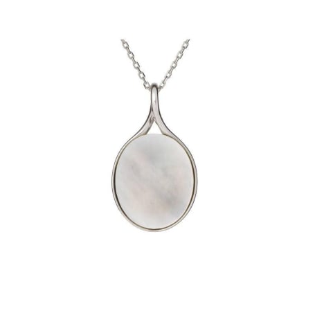 Colgante con nácar blanco ovalado, en plata 925 rodiada, altura 2,6 cm
