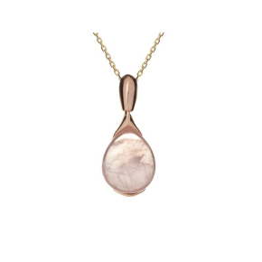 Hanger met druppel rozenkwarts, in 925 goudkleurige zilver, hoogte 1,7+0,8 cm