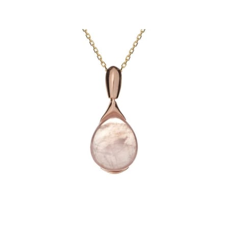 Pingente com gota de quartzo rosa, em prata dourado 925, altura 1,7+0,8 cm