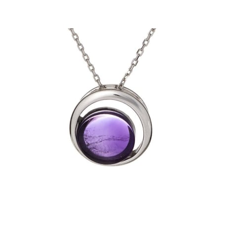 Pandantiv cu ametist rotund violet, din argint 925 placat cu rodiu, diametru 1,5 cm