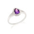 Bague avec améthyste et oxyde de zirconium, en argent rhodié 925