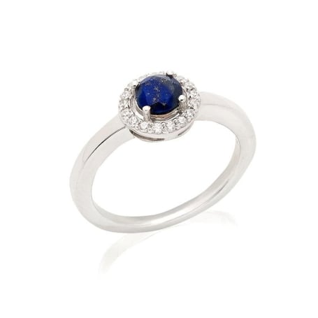 Inel cu lapis lazuli si oxid de zirconiu, din argint 925 placat cu rodiu