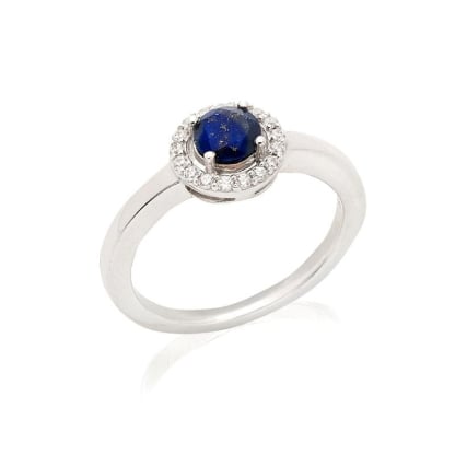 Anillo con lapislázuli y óxido de circonio, en plata 925 rodiada