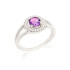 Ring met amethist en zirkoniumoxide, in gerhodineerd zilver 925