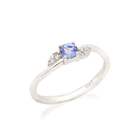 Ring mit natürlichem blauen Tansanit, aus 925 rhodiniertem Silber