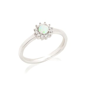 Anello con pietra di luna bianca naturale, in argento 925 rodiato