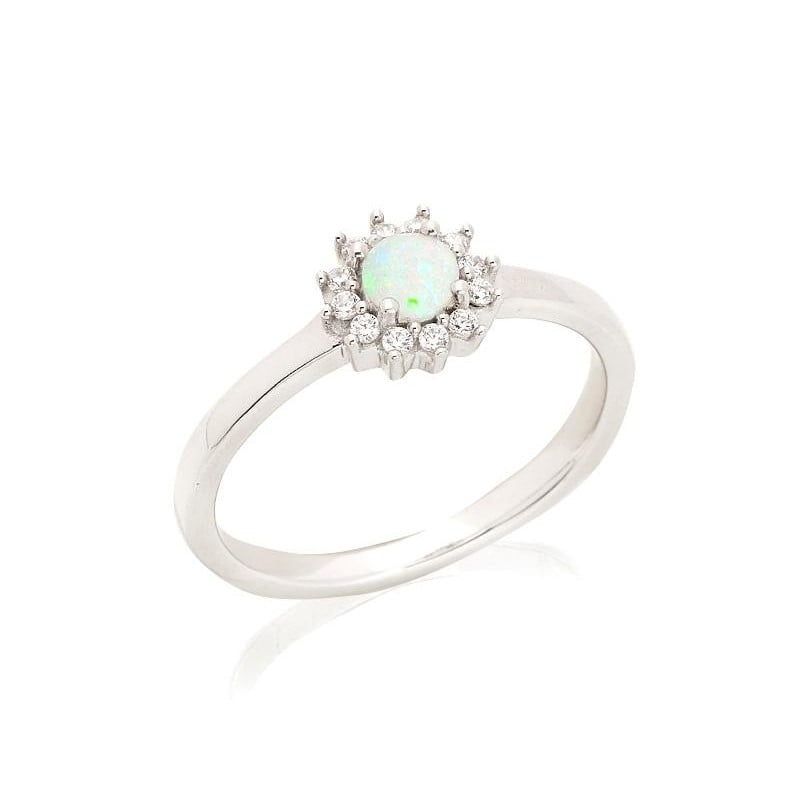 Ring met natuurlijke witte maansteen, in 925 gerhodineerd zilver