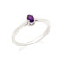 Anillo con amatista violeta natural, en plata 925 rodiada