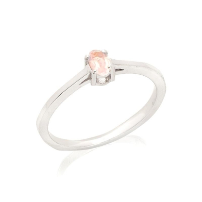 Bague avec quartz rose naturel, en argent rhodié 925