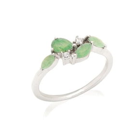 Bague avec aventurine verte naturelle, en argent rhodié 925
