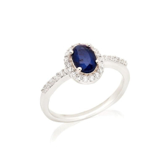 Anillo ovalado con zafiro y...