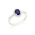 Bague ovale avec saphir et oxyde de zirconium, en argent rhodié 925