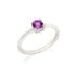 Ronde ring met natuurlijke paarse amethist, in gerhodineerd zilver 925