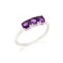 Bague multipierres avec améthyste violette naturelle ronde, en argent rhodié 925
