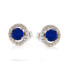 Boucles d'oreilles avec lapis-lazuli et oxyde de zirconium, en argent rhodié 925