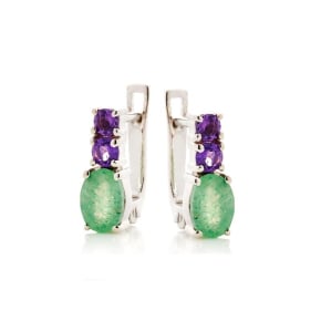 Ohrringe mit Aventurin und Amethyst, aus 925 rhodiniertem Silber