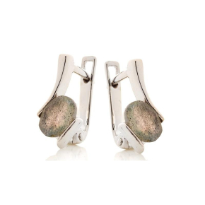 Pendientes con labradorita multicolor natural, en plata 925 rodiada