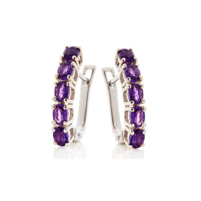 Boucles d'oreilles avec améthyste violette naturelle, en argent rhodié 925