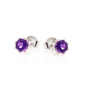 Ohrringe mit natürlichem violettem Amethyst, aus rhodiniertem Silber 925
