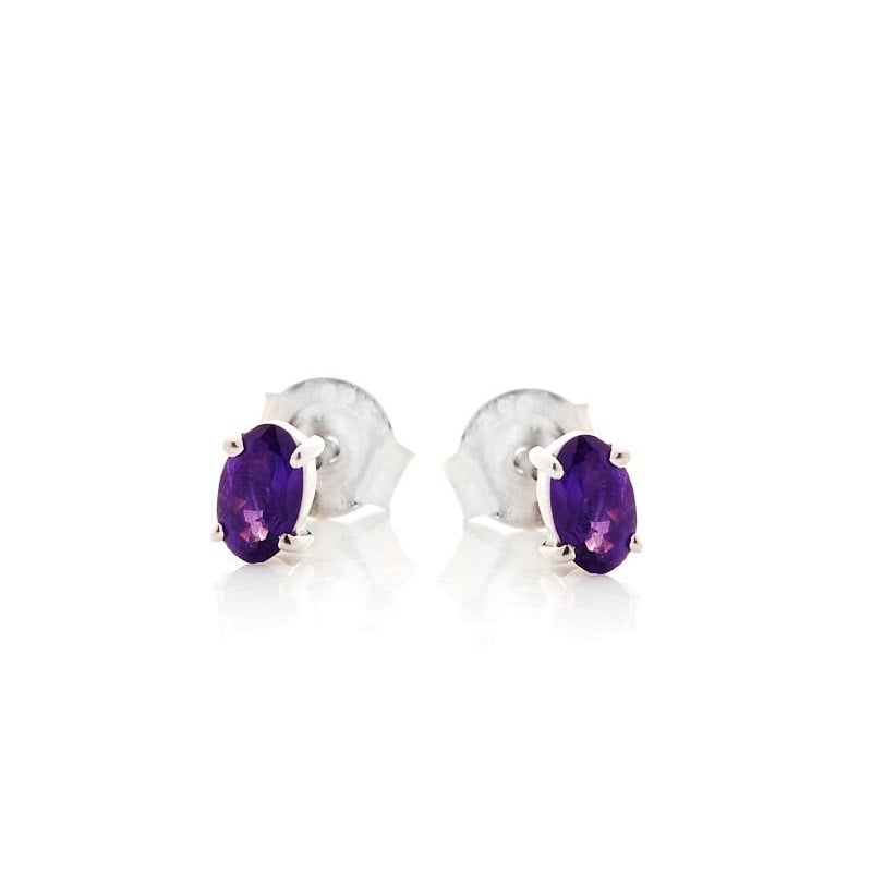 Ohrringe mit natürlichem violettem Amethyst, aus rhodiniertem Silber 925