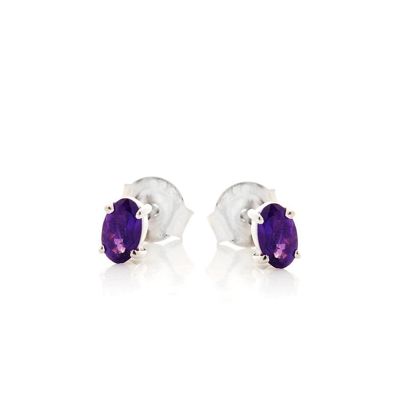 Orecchini con ametista viola naturale, in argento 925 rodiato