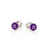 Round stud earrings with natural purple amethyst, in 925 rhodium silver
