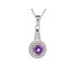 Pendentif avec améthyste et oxyde de zirconium, argent rhodié 925, 1,8+0,7 cm