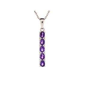 Oval mor ametistli Kolye ucu, 925 rodyum kaplamalı, yükseklik 2+0,7 cm