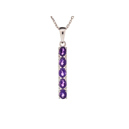 Pendentif avec améthyste violette ovale, en argent rhodié 925, hauteur 2+0,7 cm