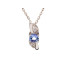 Ciondolo con tanzanite blu tonda, in argento 925 rodiato, altezza 1,4 cm