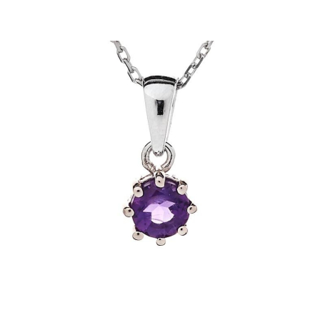 Pendentif avec améthyste violette, en argent rhodié 925, diamètre 0,5+0,7 cm