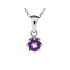 Hanger met paarse amethist, in 925 gerhodineerd zilver, diameter 0,5+0,7 cm