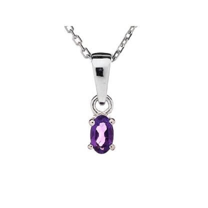 Colgante con amatista violeta, en plata 925 rodiada, altura 0,5+0,7 cm