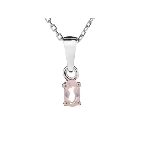 925 rodyum kaplama gümüş oval pembe kuvars Kolye ucu, yükseklik 0,5+0,7 cm