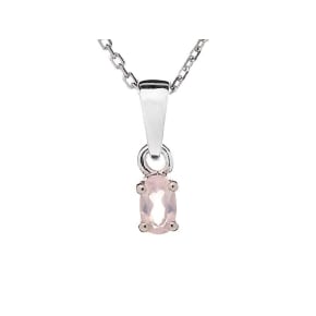 타원형 로즈 쿼츠 펜던트, 925 로듐 도금 실버 소재, 높이 0.5+0.7 cm