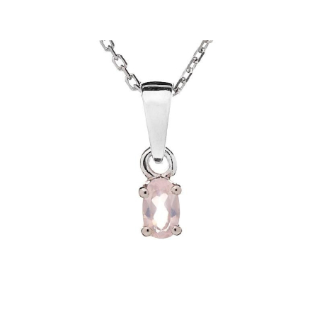 Pendentif avec quartz rose ovale, en argent rhodié 925, hauteur 0,5+0,7 cm