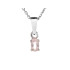 Pingente com quartzo rosa oval, em prata 925 banhada a ródio, altura 0,5+0,7 cm