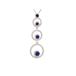 Pendentif avec lapis-lazuli bleu rond, en argent rhodié 925, hauteur 5 cm