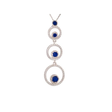 Colgante con lapislázuli azul redondo, en plata 925 rodiada, altura 5 cm