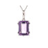 Pendentif rectangulaire avec améthyste violette naturelle, en argent rhodié 925