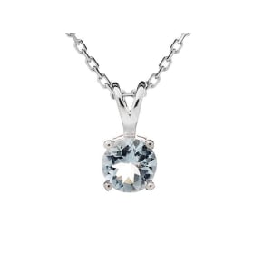 Pendentif rond avec aigue-marine bleue naturelle, en argent rhodié 925