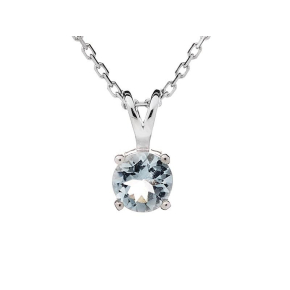 Round pendant with natural blue aquamarine, in 925 rhodium silver