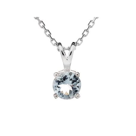 Ciondolo tondo con acquamarina blu naturale, in argento 925 rodiato