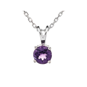 Pendentif rond avec améthyste violette naturelle ronde, en argent rhodié 925
