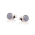 Stud earrings with round doublet blue opal, in 925 rhodium silver