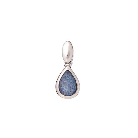 Doublet blauwe opaal druppelhanger, 925 gerhodineerd zilver, hoogte 0,9+0,6 cm
